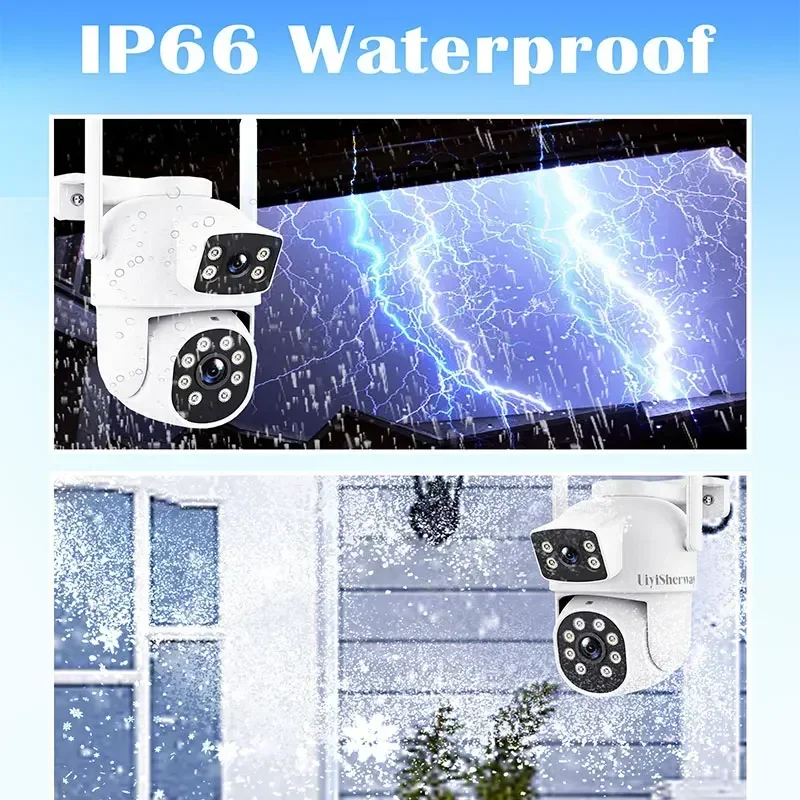 Dual Len Outdoor PTZ Camera, AI Human Auto Tracking, CCTV Security Video Surveillance Camera, Audio P6Slite, Dual Screen, WiFi, 4K, 8MP