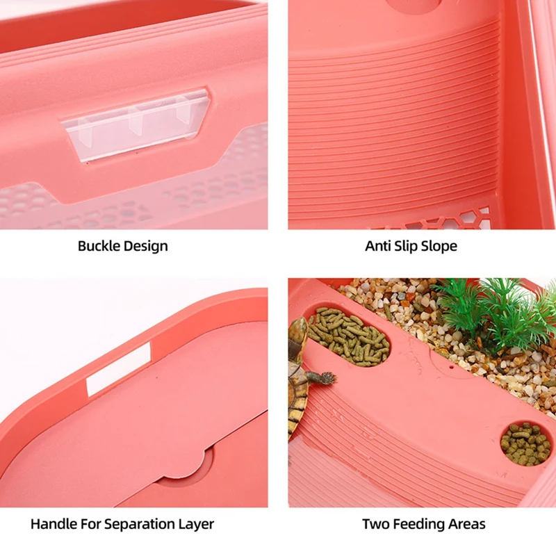 Резервуар для черепахи для домашнего использования с солнечной террасой, рыбой, черепахой, смешанный резервуар для разведения, аквариум для рептилий, розовый тип-A26I