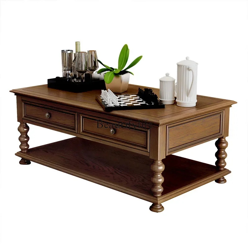 

American rural solid wood coffee table simple small apartment coffee table furniture ash wood