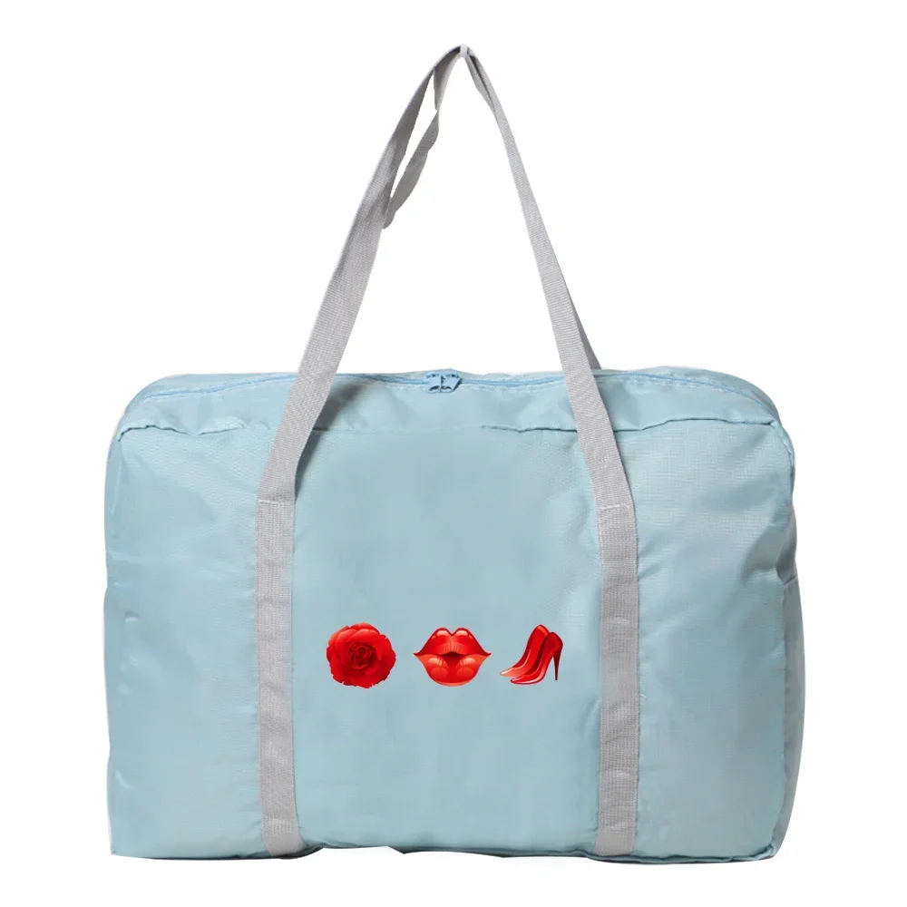 Sac de Voyage Pliable en Nylon avec Impression à la Bouche, Bagage pour Femme, Sacs à Main WaterVerde, Rangement de Vêtements, Unisexe, Grande Capacité