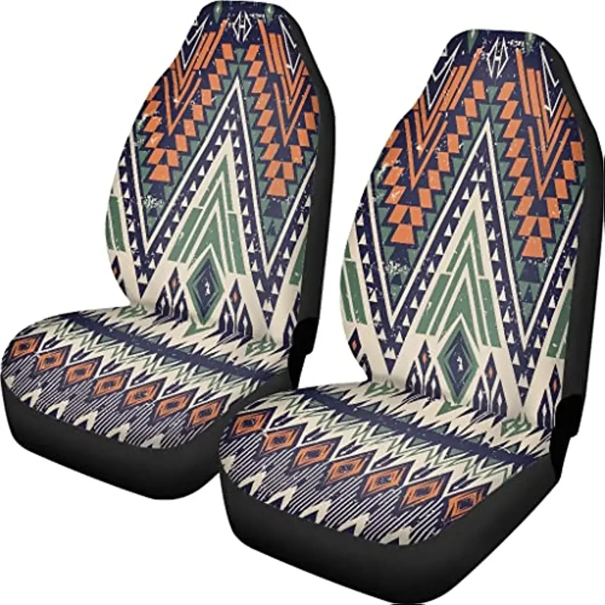 Pehede Car Seat Protector Tribal Element Vintage Seamless Pattern Front Seat Cover for Car SUV Truck,Interior Covers 2 Pcs