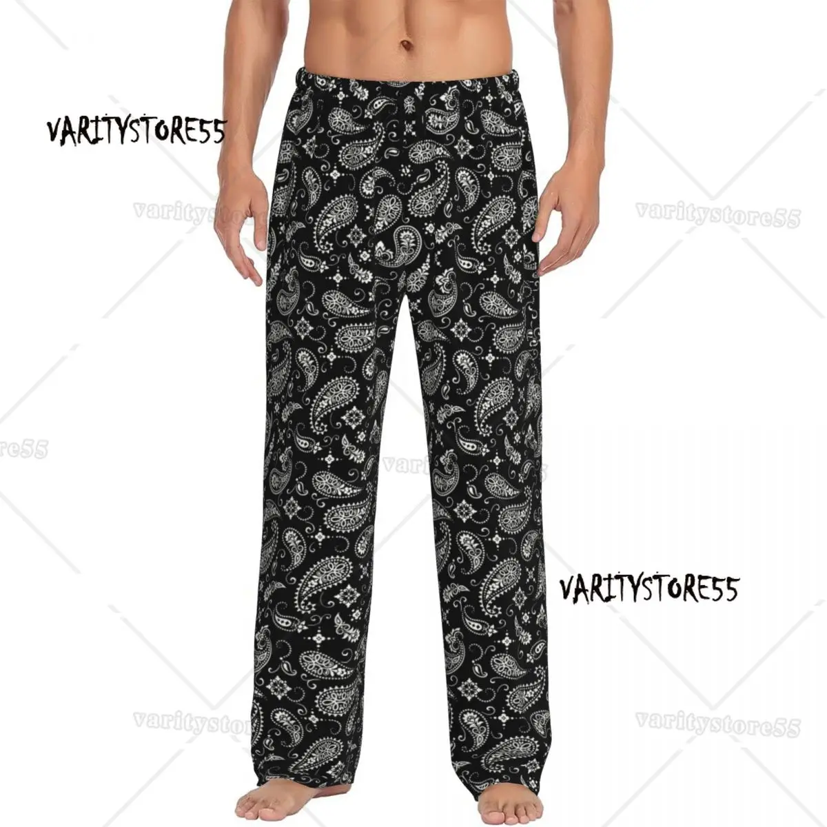 

Custom Palisley Bandana Print Pajama Pants for Men Sleepwear Lounge Sleep Bottoms Stretch with Pockets