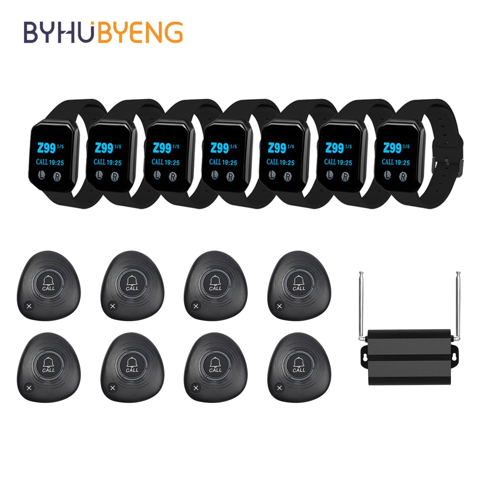 BYHUBYENG Wireless Restaurant Calling System Watch Pagers with Call Buttons And Amplifier for Cafe Bar Club Caregiver