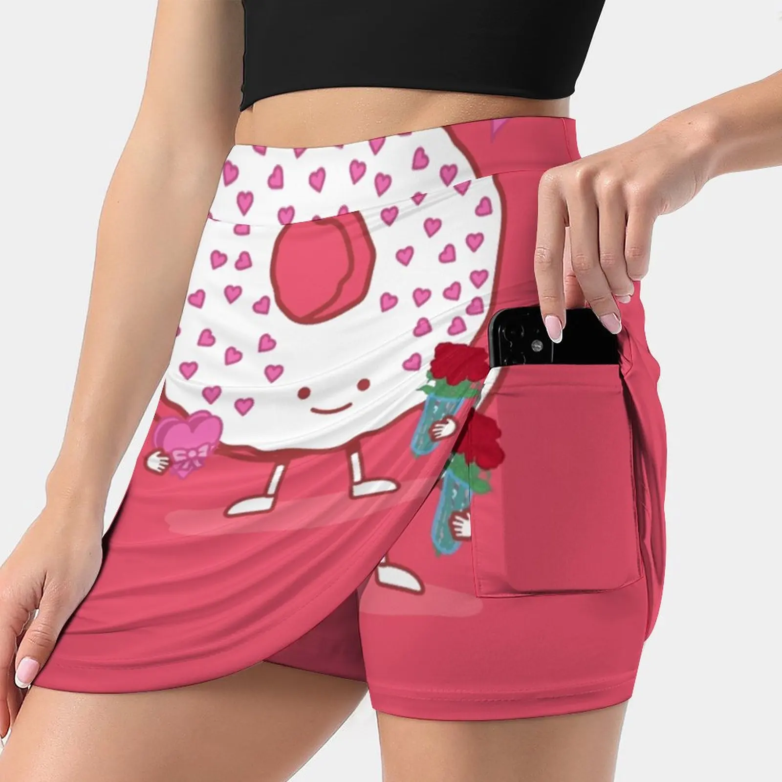 The Donut Valentine S-4Xl Tennis Skirts Golf Fitness Athletic Shorts Skirt With Phone Pocket Rbvalentines Vector Donut