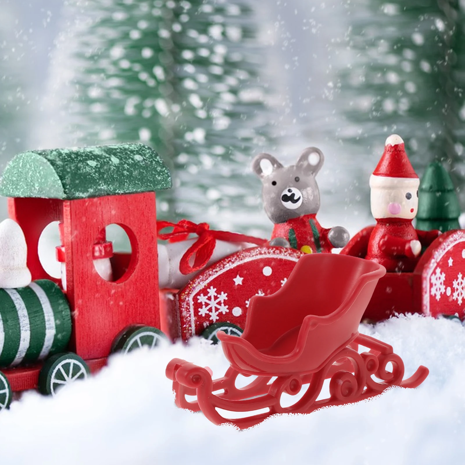 

Miniature Sleigh House Christmas Decor Red Compact Holiday Ornaments Tabletop Accessories Mini Sleds Figurine Santa Decorations