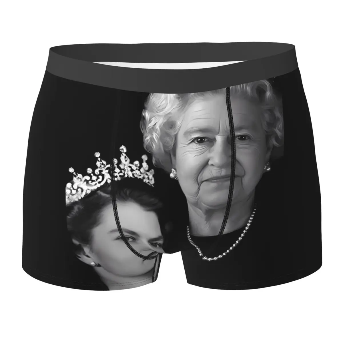 

Нижнее белье Queen Elizabeth II, черные эластичные трусы с фотографией, таможенные шорты, трусы с 3D чехлом, мужские шорты-боксеры больших размеров