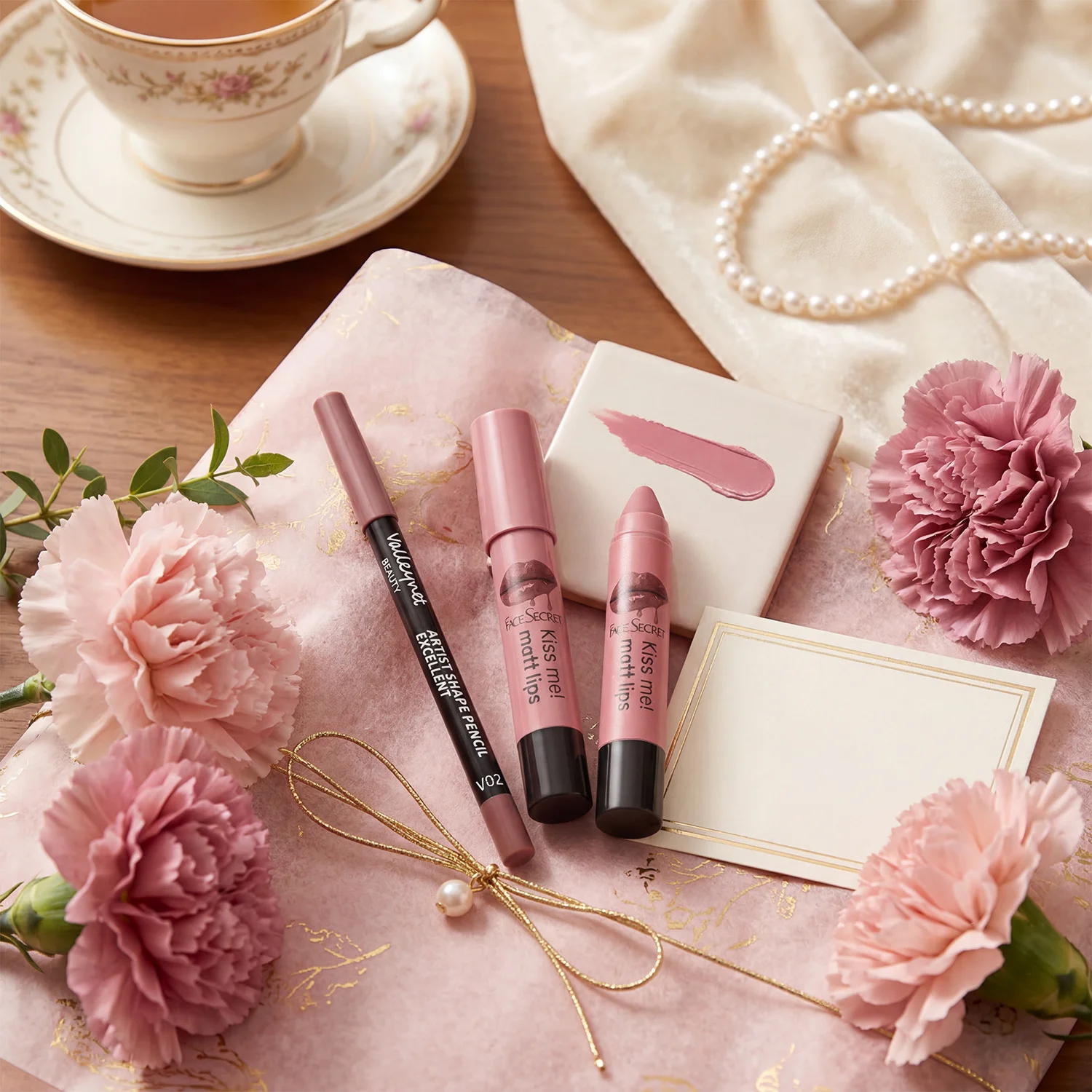 2pcs/Set Velvet Matte Finish Lipliner & Lipstick ,Waterproof,Precise Definition,Full Color,Natural Lip Enhancement Duo