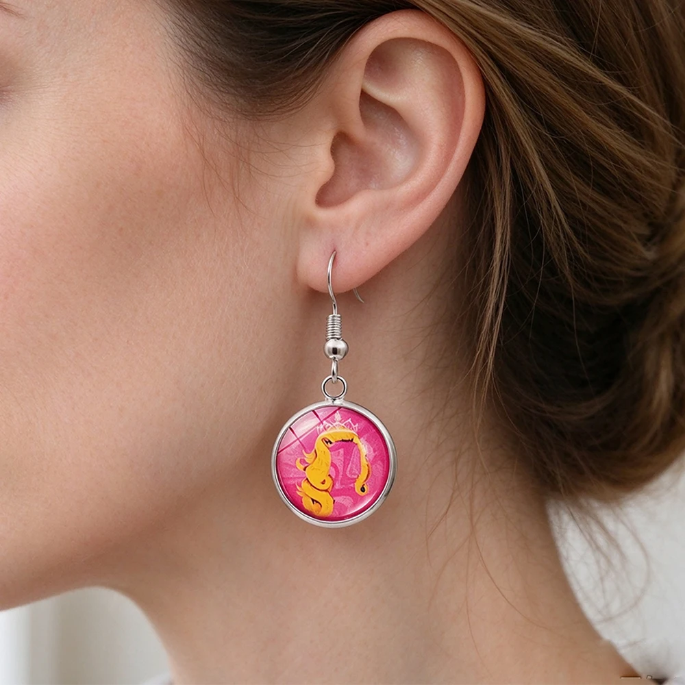 Wicked Movie Cosplay Dangle Earrings, Elphaba Glinda Glass Cabochon Ear Pendants, Drop Earring Accessories, Fans Collection Jewe