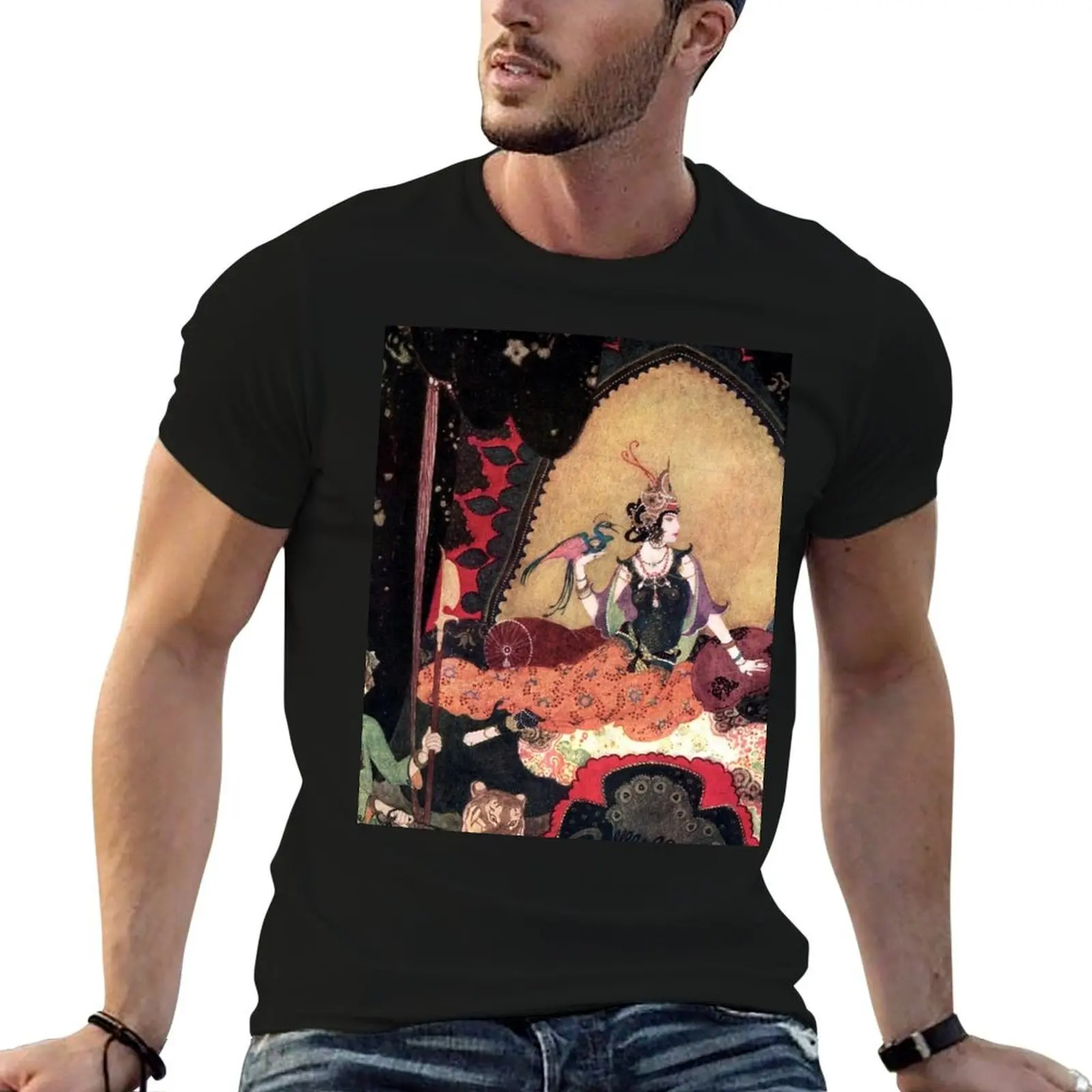 

Edmund Dulac - Layla and Majnun T-Shirt cotton t shirt man man graphic t shirt T-Shirt