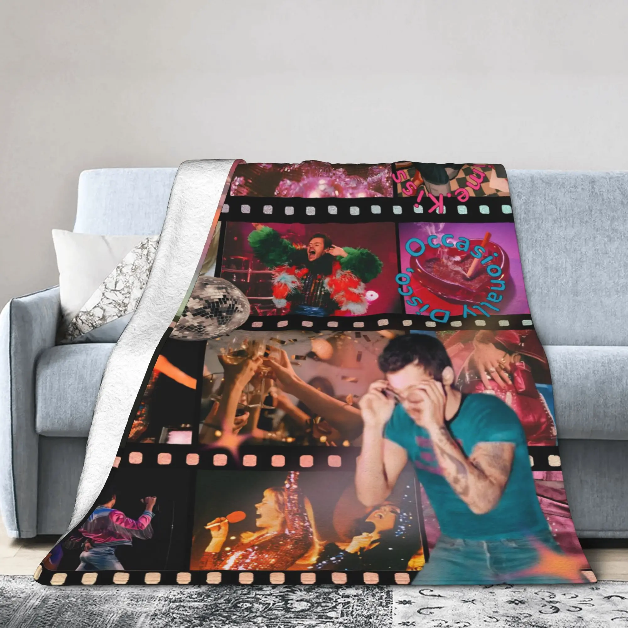 Kiss All The Time Album Blanket Harrys Music Styles Wool Funny Soft Throw Blanket for Bed Sofa  Winter