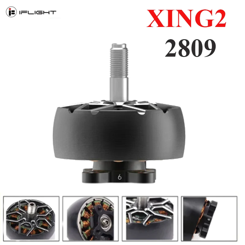 

IFlight XING2 2809 800KV / 1250KV Brushless Motor W/ 5mm Titanium Alloy Shaft Compatible 7-8inch Propeller 4-6S for RC FPV Drone