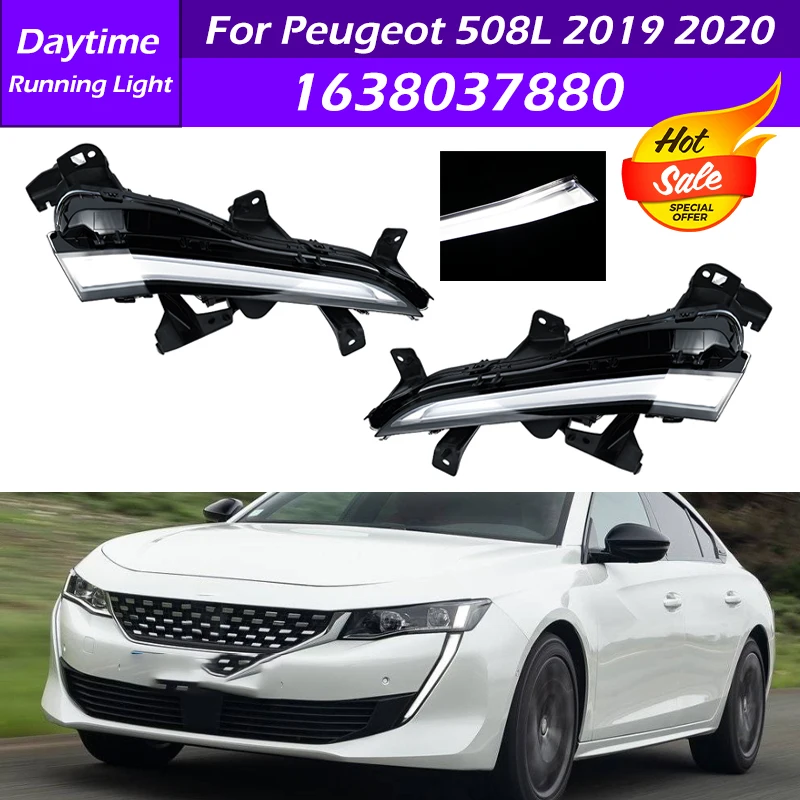 1638037880 1638037780 LED Car Front Bumper Daytime Running Light DRL Turn Signal Light Front Fog Lamp For Peugeot 508L 2019 2020