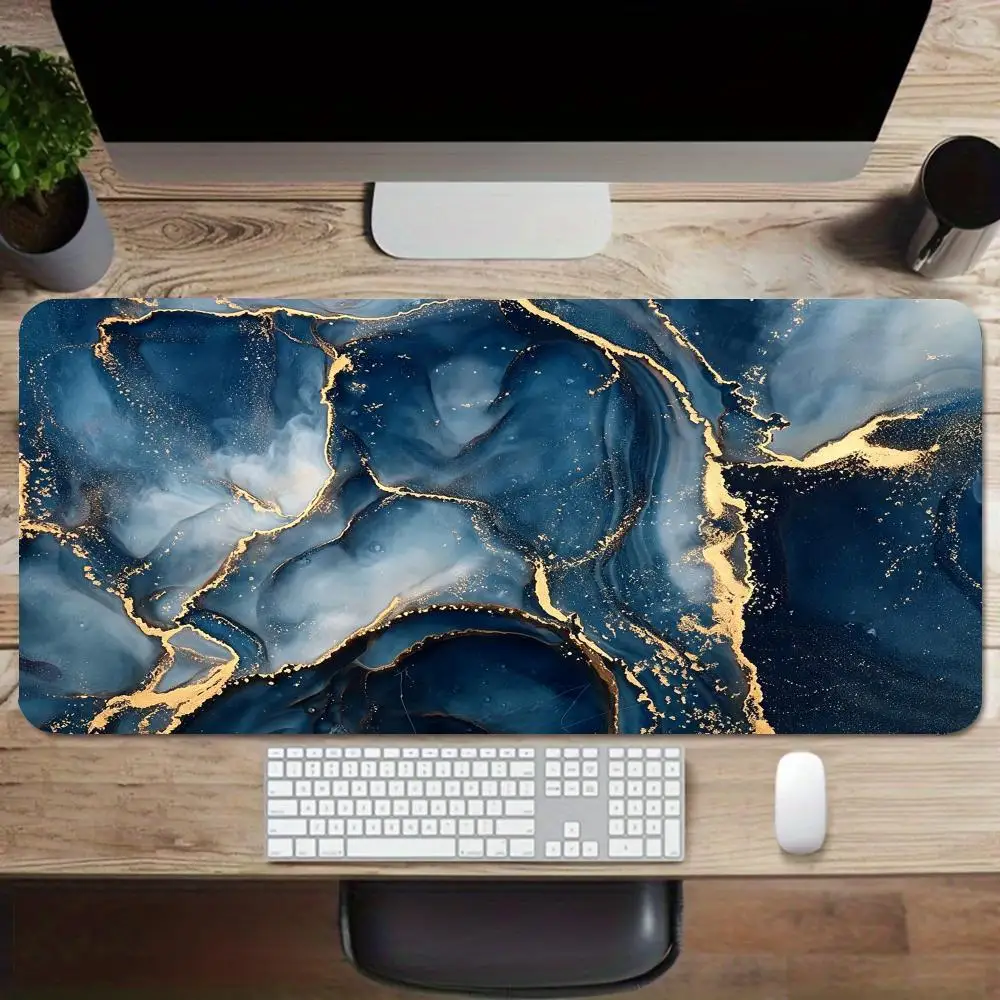 Luxury Gold Vein Marble Fluid Texture Mousepad Modern Abstract Ink Marbling Large Gaming Desk Table Mat