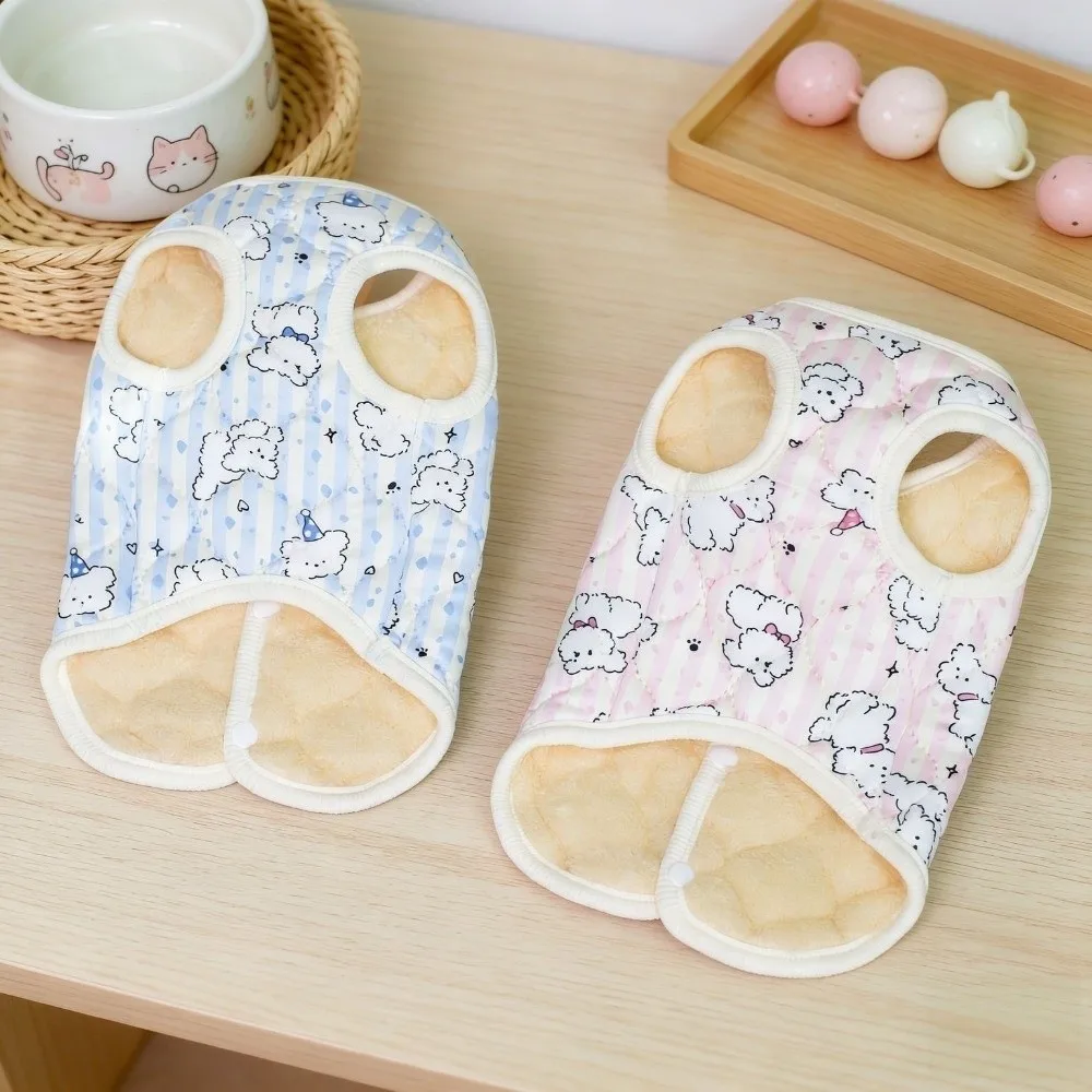 New Thick Padded Pet Dog Clothes Back Opening Snap Button Closure Cat Clothes Sleeveless Soft Lining Dog Winter Vest Indoor