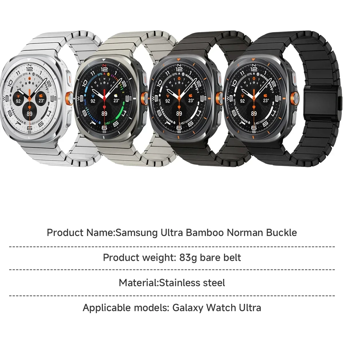 Para Samsung Watch 7 Ultra correa de 47mm para Galaxy Watch 7 Ultra correa de acero inoxidable de lujo pulsera de repuesto de reloj ajustable