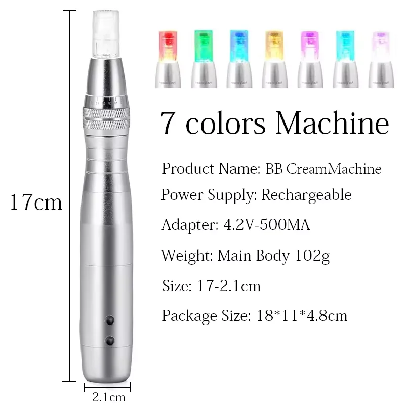 7 Color LED Light Derma Pen BB Glow Cream Microneedle Pen Set Skin Pen Microneedle Pen Skin Rejuvenation Machine