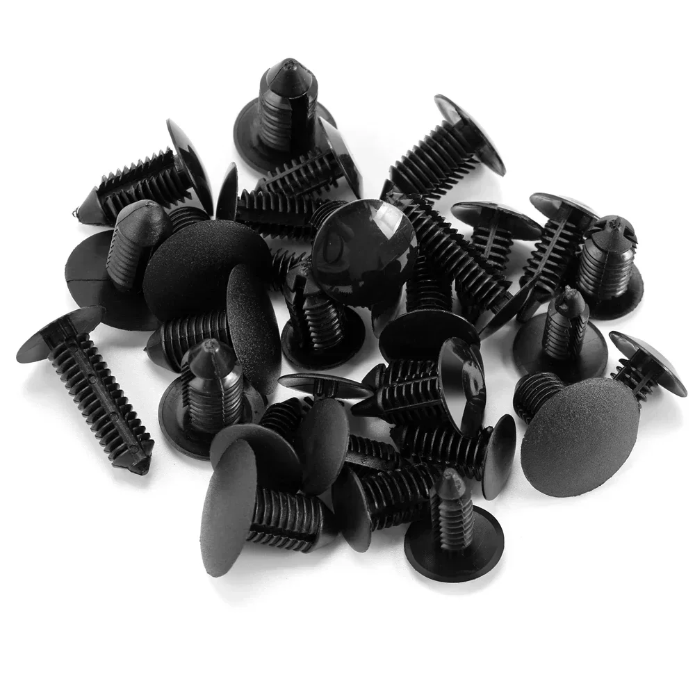 30pcs Car Fender Bumper Push Pin Clip Black Universal Rivet Plastic Snap Tools Screw Clips Fastener