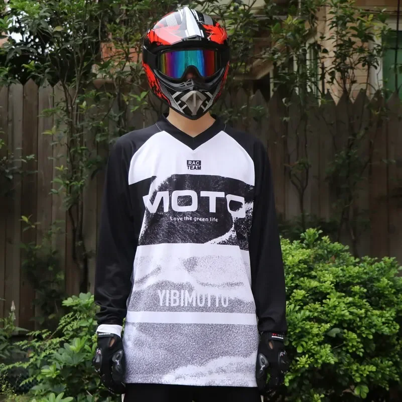 マウンテンバイクチームプロサイクリングジャージ,オフロードレース,ダウンヒル,フィットネストレーニングトップ,長袖Tシャツ,特別オファー