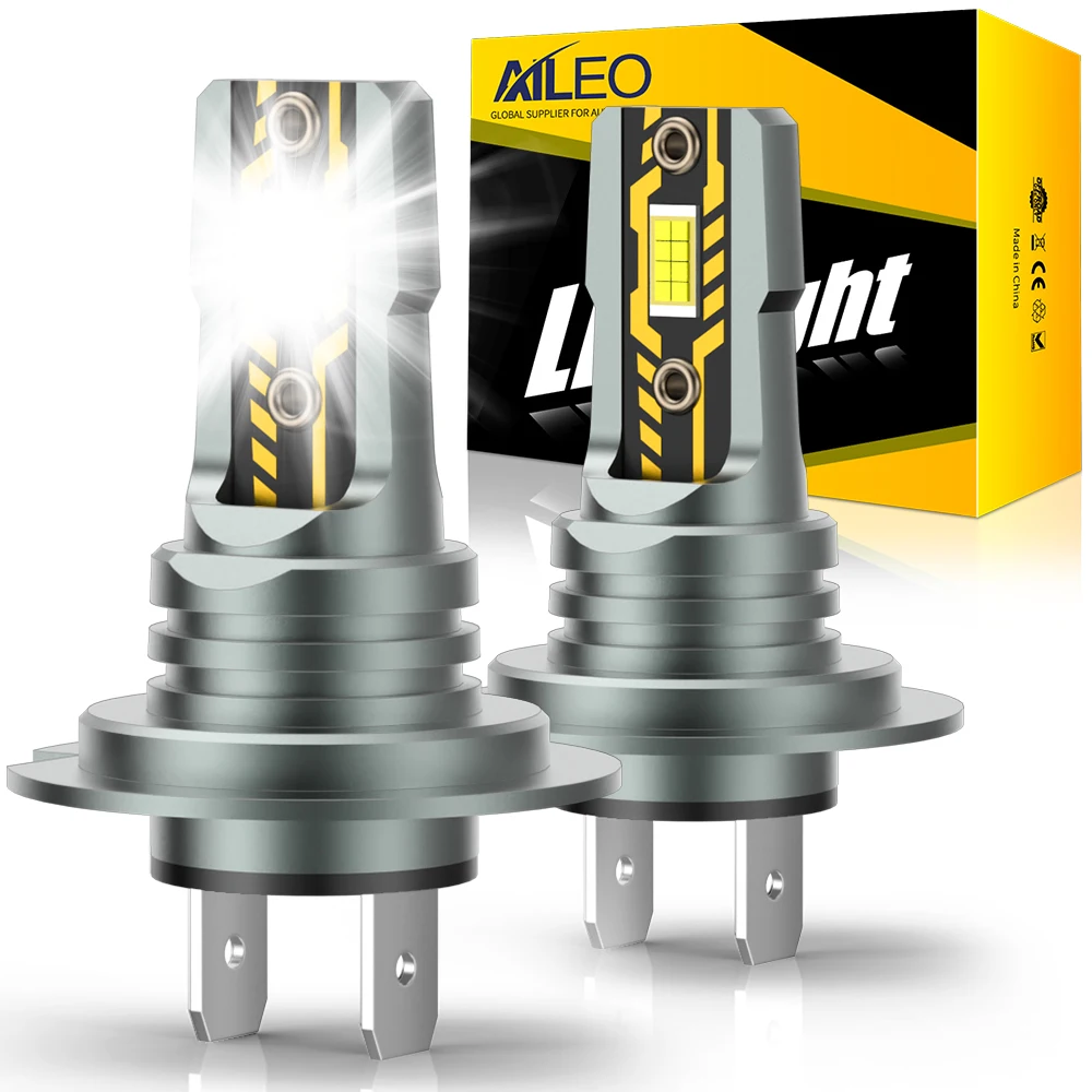 

AILEO 2Pcs Led Lights H4 High Low Beam 22000Lm 200W H7 CSP Headlight Bulb High Quality For Car 6500K Day Running Automobile Lamp