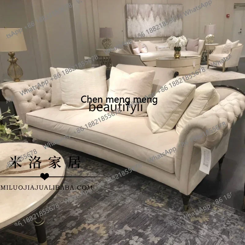 D178  American, light luxury pull-button solid wood soft bag sofa American floor sofa living room sofa combination furniture