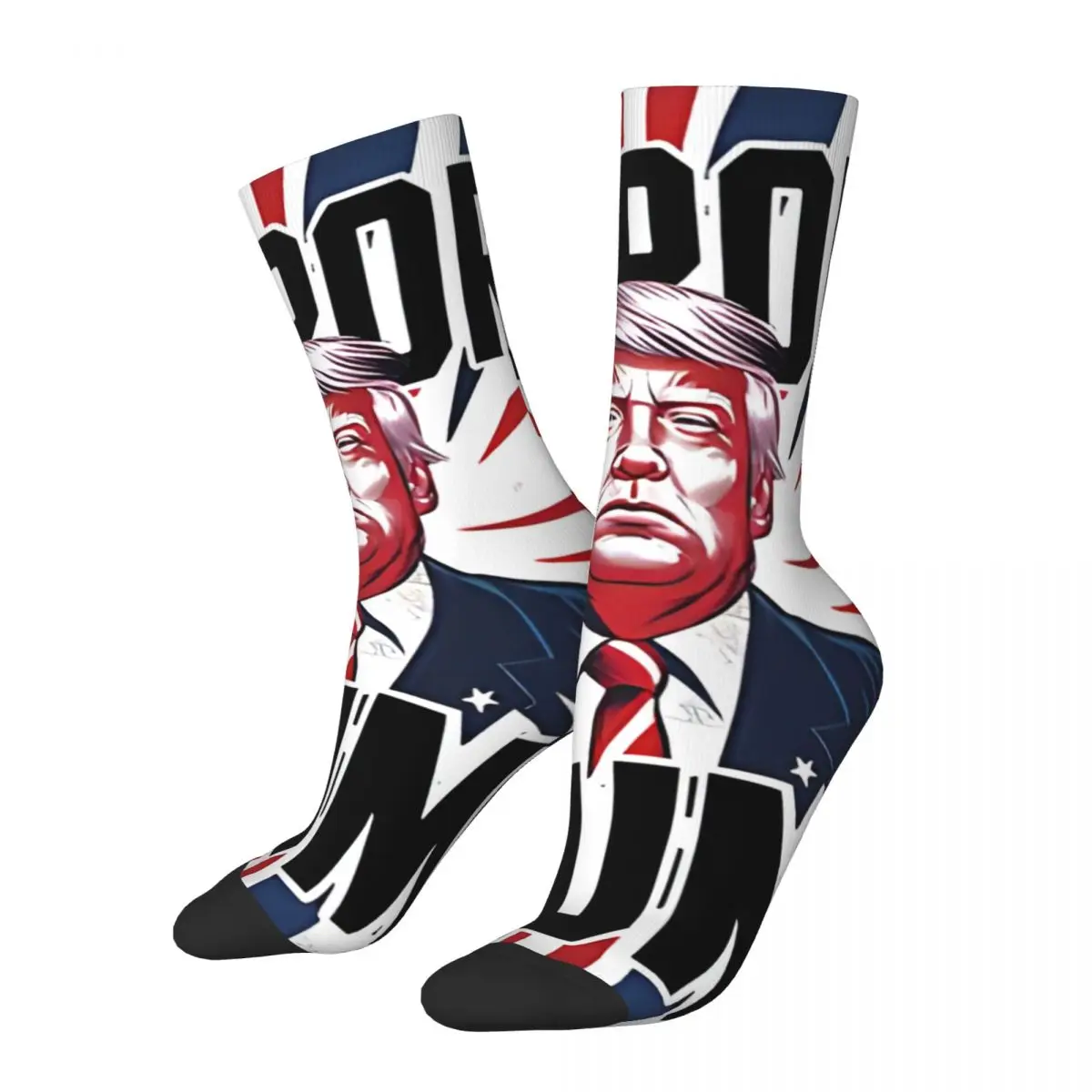 Funny Happy Support Trump 2024 Retro Harajuku 2024 Trump Shooting Hip Hop Novelty Seamless Crew Crazy Sock