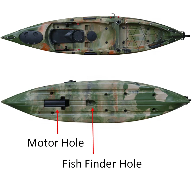 Каяк 12,46 дюйма, сидячий верхний рыболовный мотор, каяк с электромоторизованным каяком