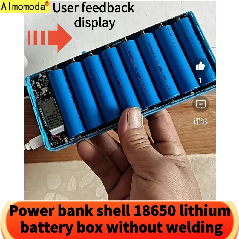 New 8-section power bank black and white blue shell 18650 lithium battery box mobile power DIY solderless power bank shell cover