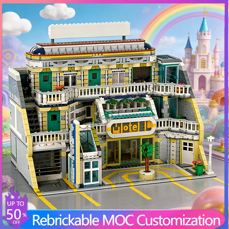 

3383 PCS Construction Motel MOC Customize Modular Building Block Simple Brick Educational Creative Design DIY Holiday Toy Gifts