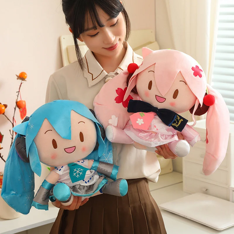 30cm Cartoon Hatsune Miku Plush Toy New Bow Miku Preciality Sakura Hatsune Miku Plushies Sleeping Doll Soft Gifts Girl