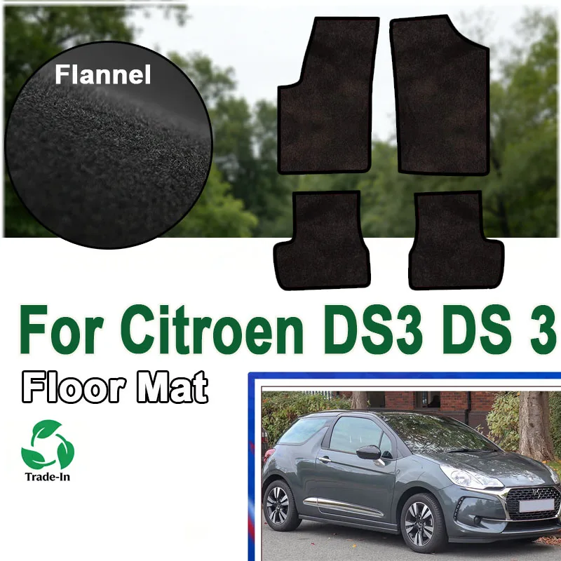 

Flannel Car Floor Mats For Citroen DS3 DS 3 2010~2018 2011 2012 2013 Footpads Carpets Panel Anti-Slip Rugs Foot Pads Auto