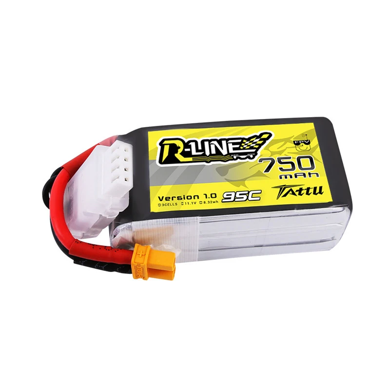 Original TATTU-R-LINE 1.0 95C 750mAh 11.1V LiPo แบตเตอรี่สําหรับเฮลิคอปเตอร์ RC Quadcopter FPV Racing Drone อะไหล่ 11.1V แบตเตอรี่