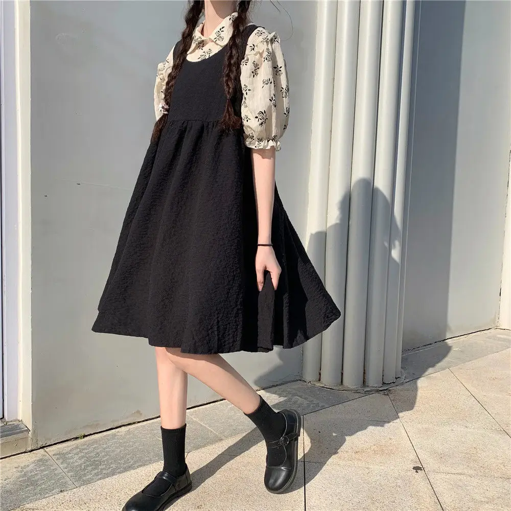 

Женские комплекты, летняя блузка с новым дизайном и принтом, складное платье в японском стиле, милое милое молодежное модное платье в стиле Харадзюку, офисное девичье платье