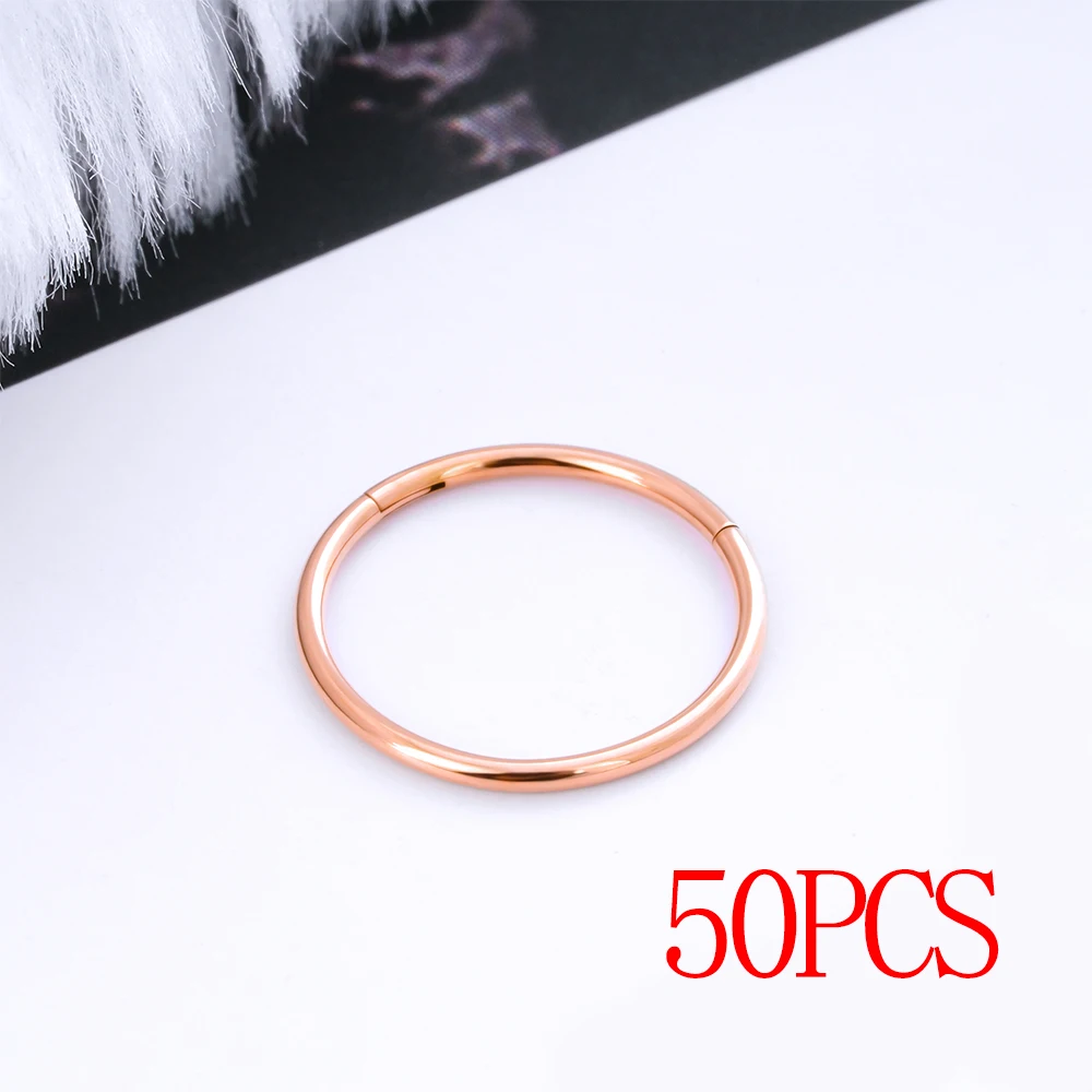 10/50PCS Groothandel Ronde G23 Titanium Piercing Oorbellen Neusring Hoops Septum Clicker Vrouwen Oorkraakbeen Tragus Lichaam Sieraden