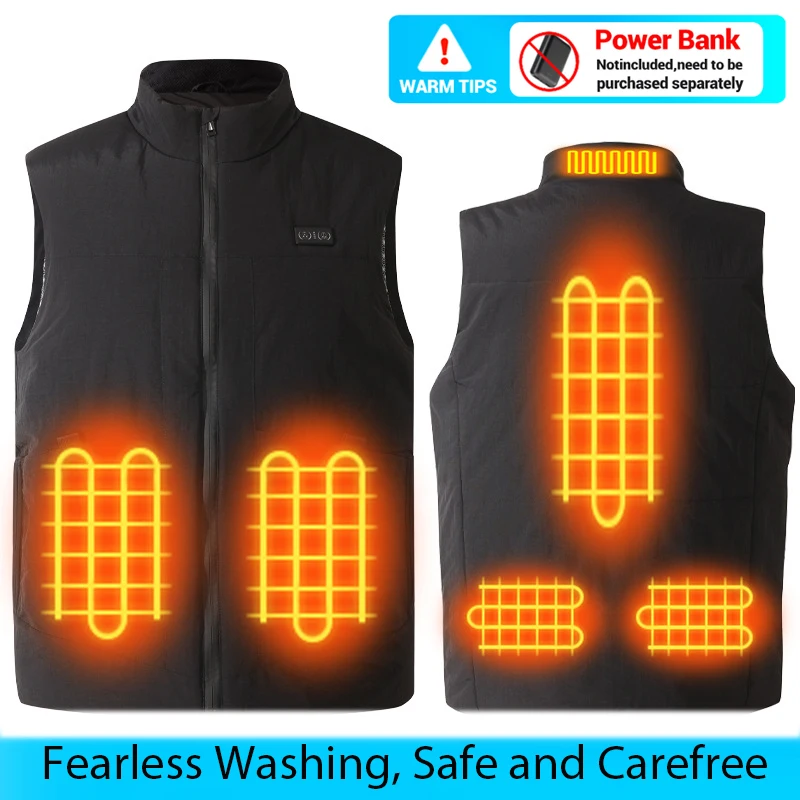 

6 Areas Self Heated Vest Heating Winter Motorcycle Men's Women's USB Heated Thermal Sleeveless Jacket Warm Clothing Washable