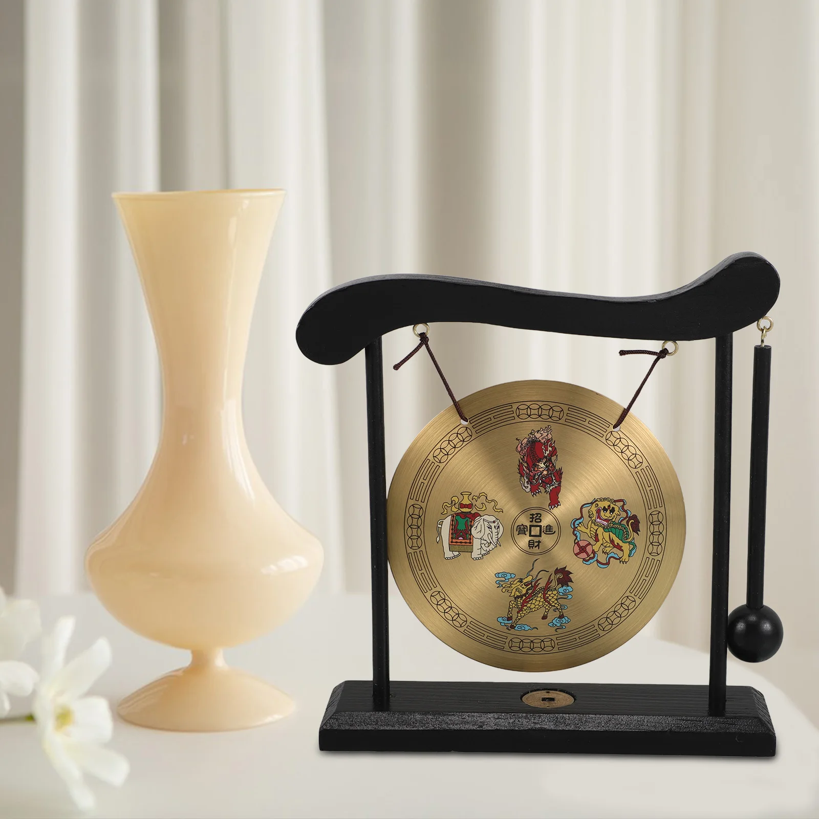 

Feng Shui Decoration Bell Gong Chinese Brass Desk Statue Ornaments Home