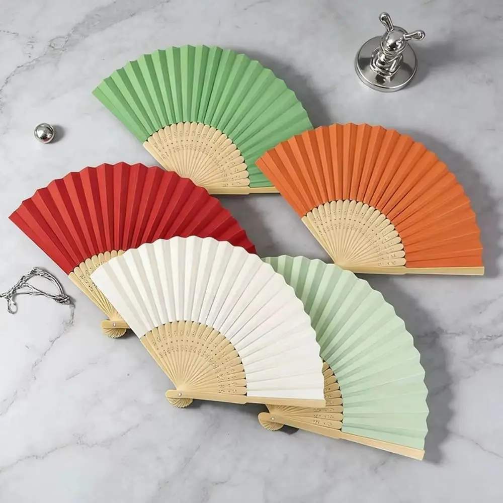 2PCS Hand-Held Blank Plain Blank Folding Fan Cloth Pure Color Bamboo Folding Fan Bamboo Frame Portable Bamboo Hand Fan for Gifts