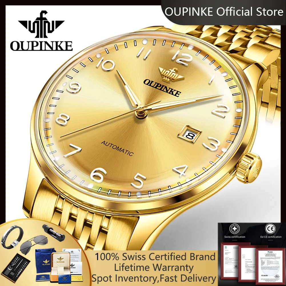 OUPINKE 3319 New Automatic Men's Watches Imported MIYOTA Mechanical Movement Arched Sapphire Mirror High-end Wristwatch for Man