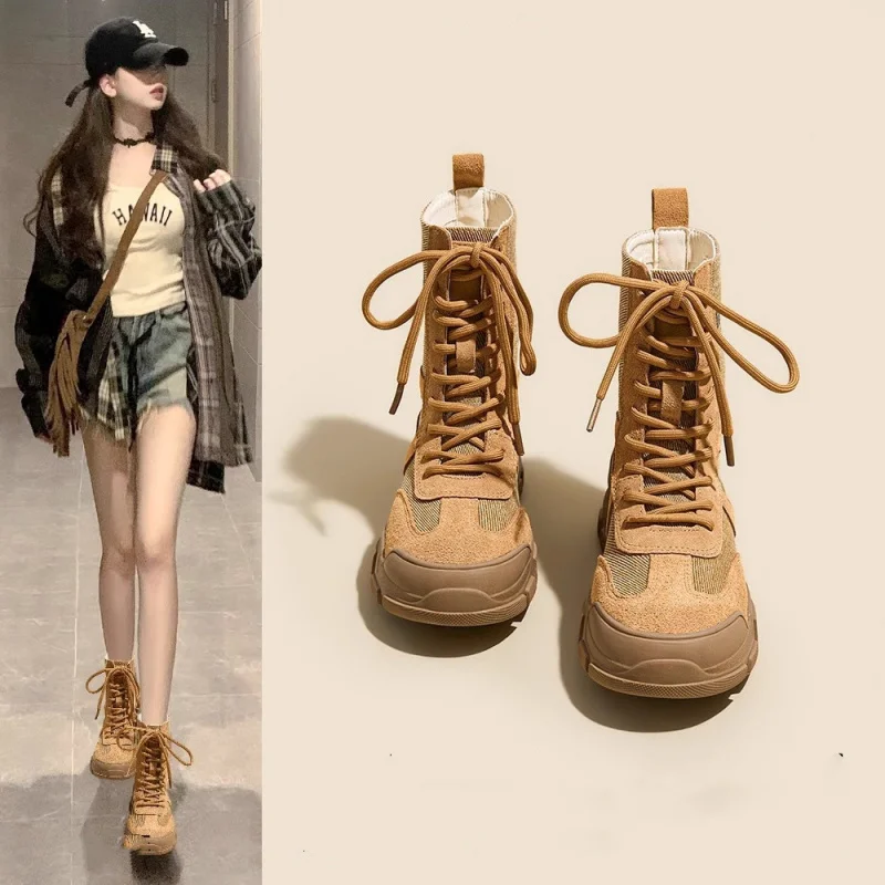 

Brown outdoor hiking boots for women 2025 Summer new thick-soled non-slip breathable travel hiking desert boots