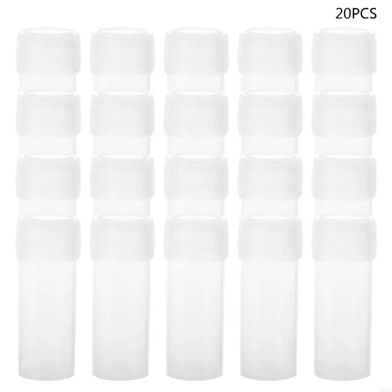 W89C 20pcs Chai nhựa rỗng thực tế với nắp hộp chứa lọ nhỏ 5ml