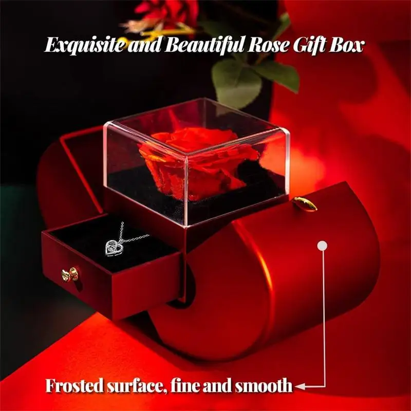 

1pcExplosive Christmas Gift Apples Box Jewelry Rose Flower Box Girlfriend Birthday Party Valentine Day Gift not include necklace