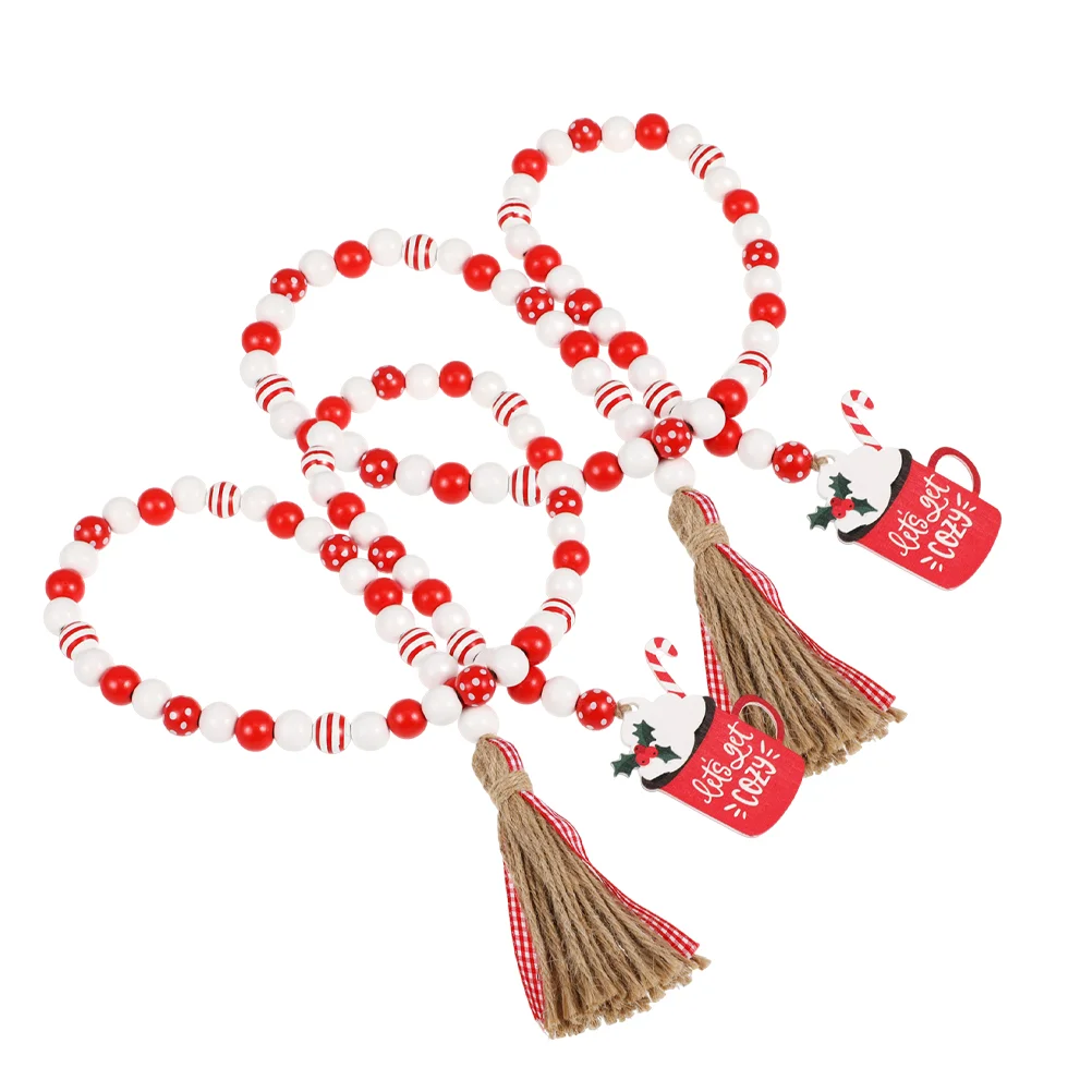 

2 Pcs Rope Bead Pendant Colorful Ornaments Garland Beaded with Tassel Hanging Beading Charm