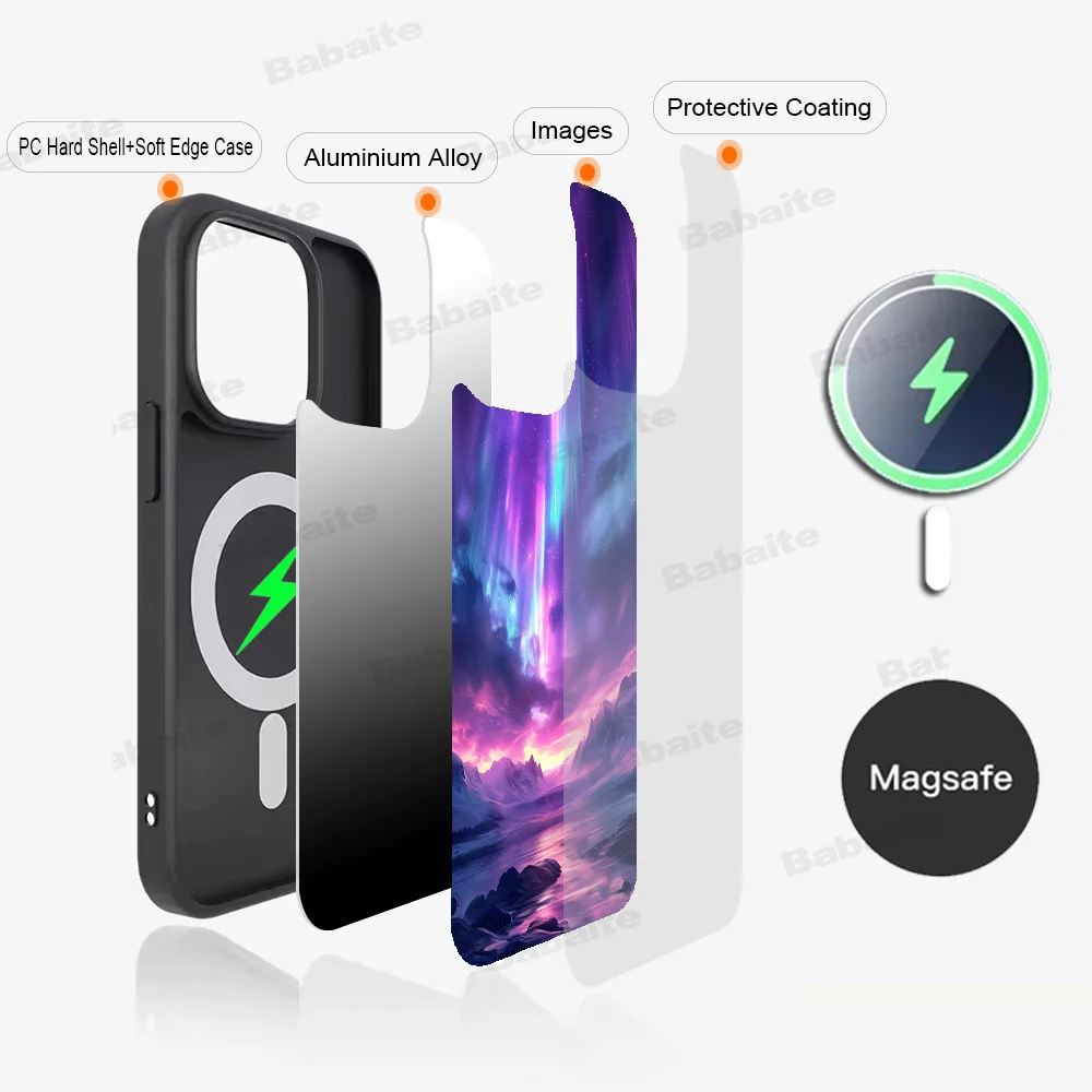 Beautiful Northern Lights Phone Case Magnetic Case For iPhone 16 14 13 12 11 15 Pro Max Plus For Magsafe Wireless Charge Cover