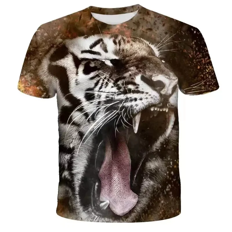 

Fierce New Tiger and Lion 3D Printed T-shirt Childrens Casual Fashion T-shirt Boys Daily Sports Short-sleeved Children's T-shirt