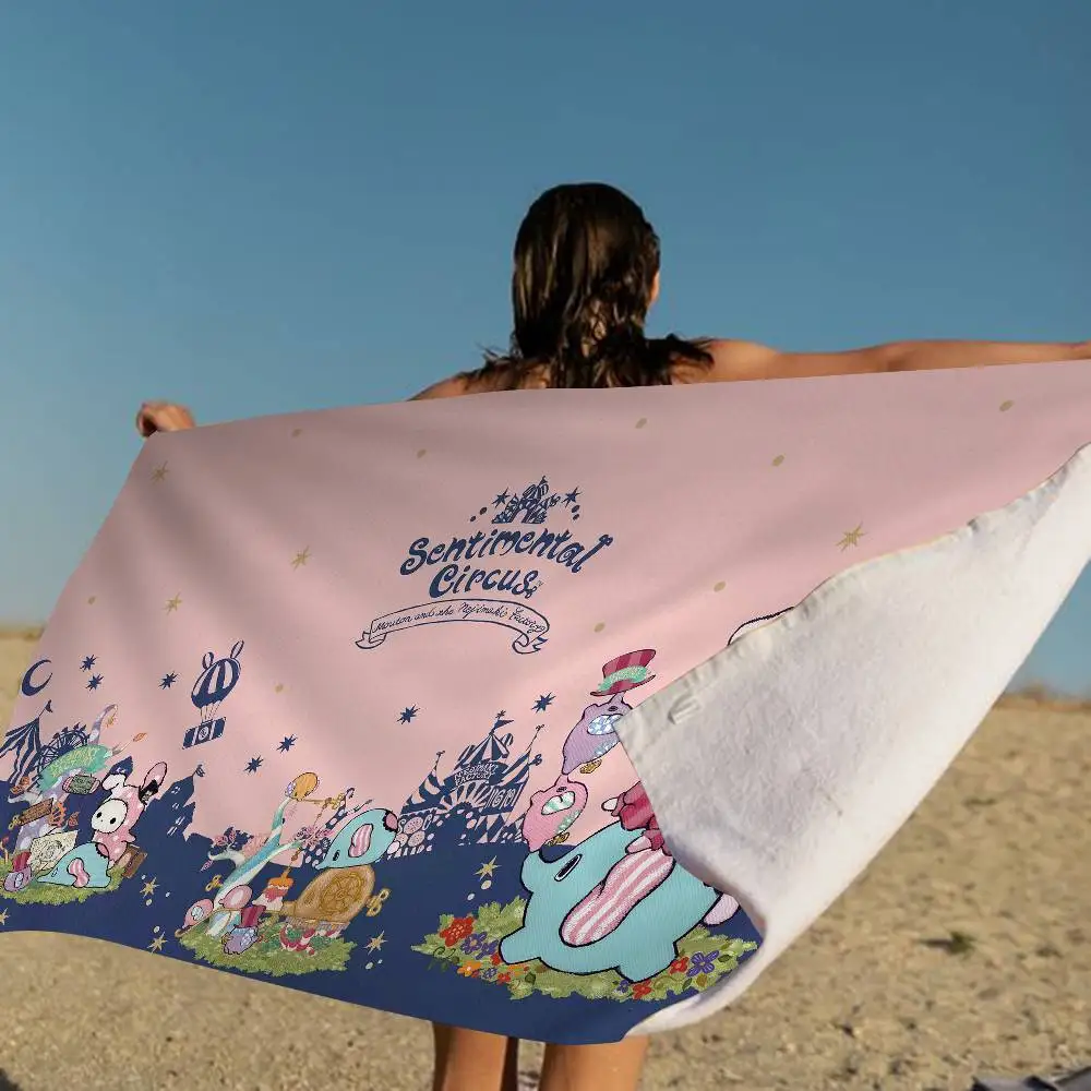 S-Sentimental Circus Bath Towel Microfiber Soft Water Absorbing Breathable For Girl Kids Decorative Cartoon Beach Towel