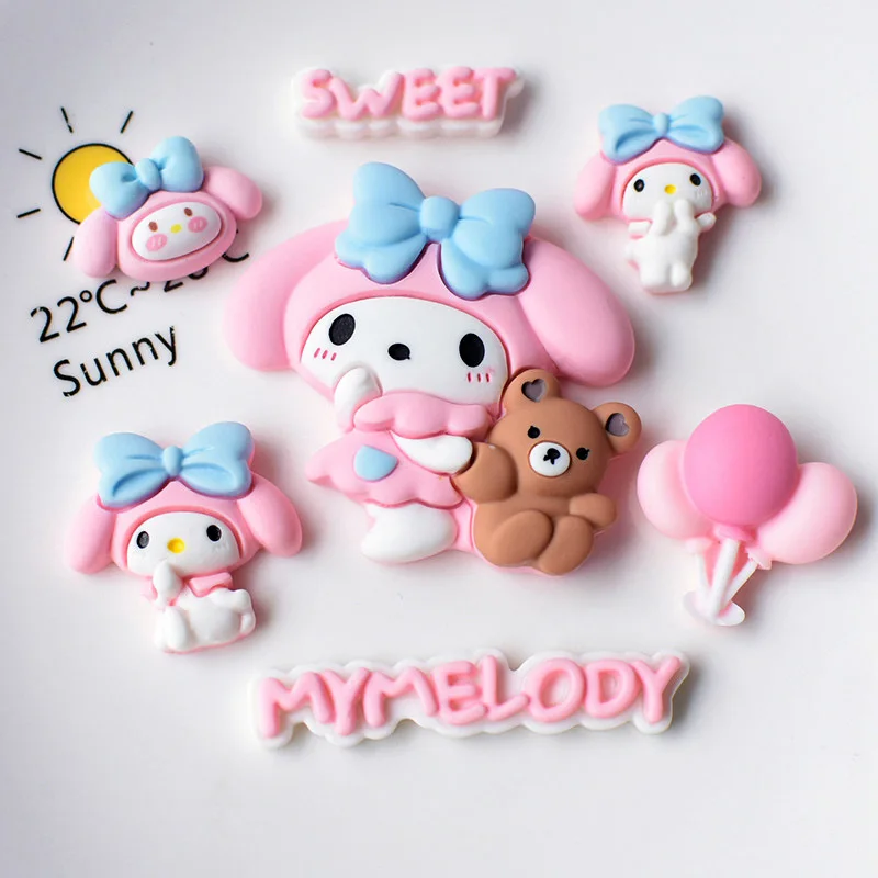 10pcs My Melody 3D Resin Sanrio Cartoon DIY Accessories for Hairbows Phone Shell Craft Handmade Materials