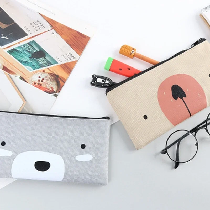 Canvas Pencil Case School Office Supplies Stationery Creative Cartoon Pen Bags Desktop Organization Japanese Pencils Pouch