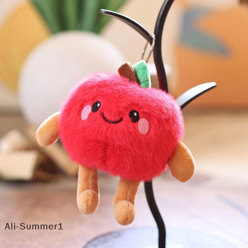 【E】1 Piece Banana Mango Plush Doll Smiling Face Fruit Series Bag Pendant Keychain Interactive Toy DIY Decoration Birthday Gift