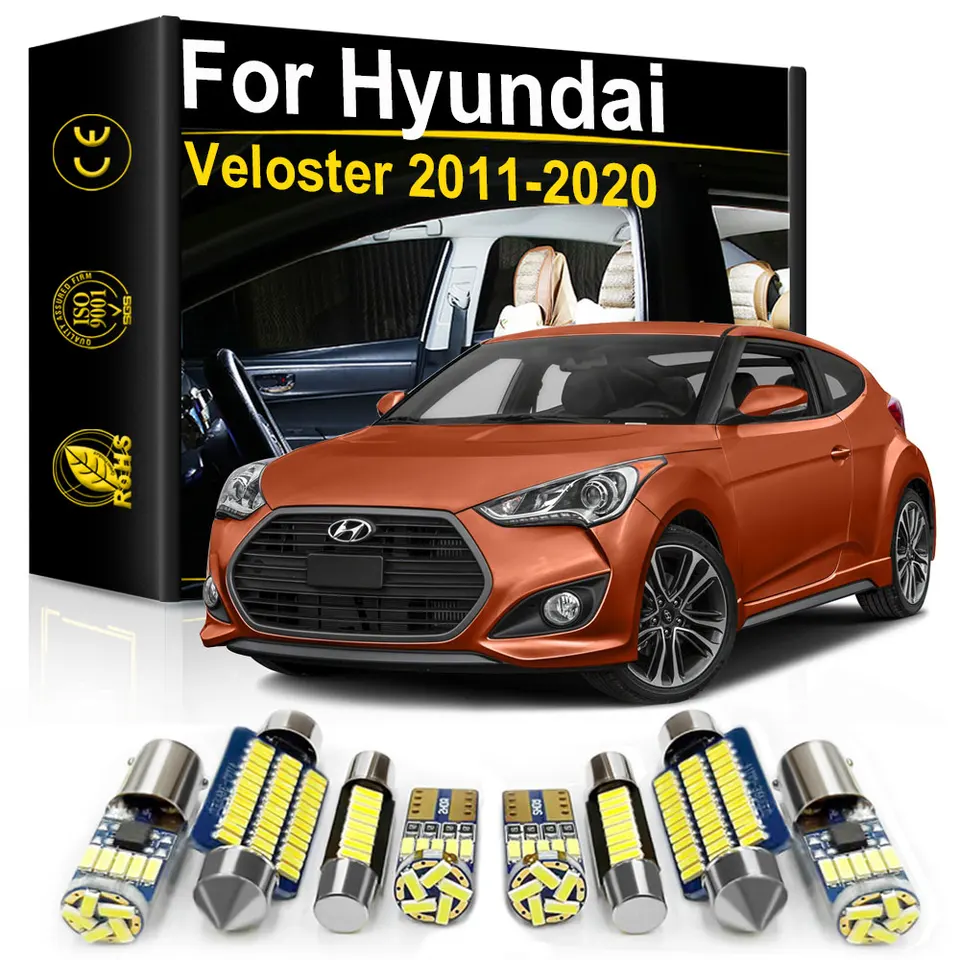 Kit De 8 Luces LED Blancas 6000K Para Interior Y Matrícula De Hyundai Veloster 2012-2019 Con Herramienta Incluida