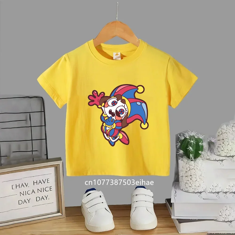 Hot Anime The Amazing Digital Circus Children Cotton Tees, Fashion Short Sleeve T Shirts, Boys Girls Daily Casual Outfit Present