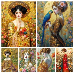Diamond Embroidery Painting Elegant Gustav Climt Woman Bird 5D Diy Diamond Mosaic Full Round Square Rhinestone Cross Stitch Kit